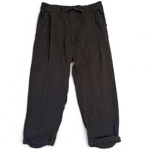 Old Navy Women's Drawstring Safari Linen Capri Pants Charcoal Gray Size L - Picture 1 of 8
